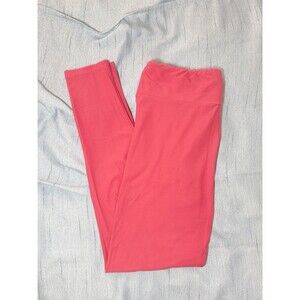 LulaRoe Solid Coral Pink T&C Leggings Plus Size Buttery Soft Size 12-18 Stretch